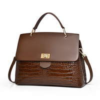 Sac à main en cuir PU, motif crocodile, fermoir à boucle, grande capacité, sac à bandoulière pour femmes