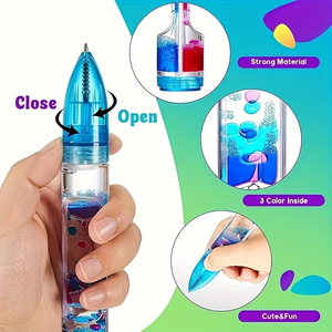 1 stylo à bulles liquides de haute qualité, rétractable, largeur d'écriture 0,5 mm, stylo anti-stress pour usage quotidien - Product Image 3