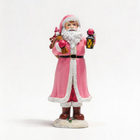 Estatua de Santa Claus de Resina Rosa con Linterna, Adorno Festivo Navideño para Mesa, Decoración Artesanal para Ventana de Interiores, Regalo