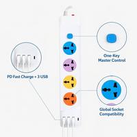 Cable de Extensión con Enchufe Europeo de 10 A y 250 V, 4 Tomas de Corriente, Regleta de Alimentación Universal con Indicador de Encendido/Apagado para el Hogar y la Oficina