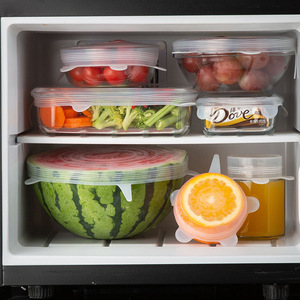 Silicone Food Storage Lid Set 6-Piece <b>Clip</b>-On Sealing Freshness Keeper For Containers Bowls Fruits Vegetables - Product Image 3