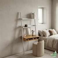 Bureau inclinable en bambou naturel avec étagères ouvertes à 2 niveaux, gain de place, pour bureau à domicile