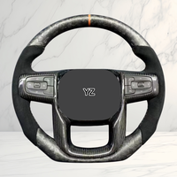 Volante de Cuero con Franja Superior Personalizada YZ de Fibra de Carbono para GMC Sierra 1500 2500 3500 HD GMT800 GMT900 Denali 19+ Piezas para Camioneta