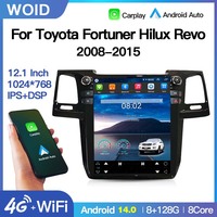 STWEI Écran de Style Tesla Carplay Android 14 12.1'' pour Toyota Fortuner Hilux Revo 2004-2015, Autoradio Lecteur Multimédia GPS NAVI