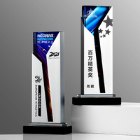 Trofeo de Cristal con Diseño Creativo, Impresión UV, Copa Empresarial, Recuerdo Pulido, Torre Grabada de Alta Calidad
