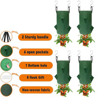 Sacs de culture suspendus écologiques Upside de 3 gallons, 6 trous de plantation, 4 crochets pour tomates, légumes, fraises, jardinières