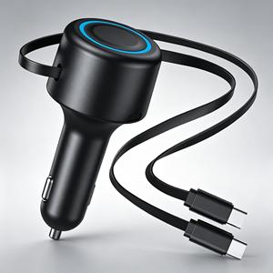 Factory Universal 4 in 1 Retractable Car Charger for phone Fast Charging USB C and iPhone Car Charger Adapter - Product Image 1