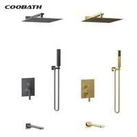 Bain d'hôtel avec ensemble de robinet de douche à corps dissimulé 3 voies pluie mitigeur à vanne intégrée Kit de douche pour salle de bain