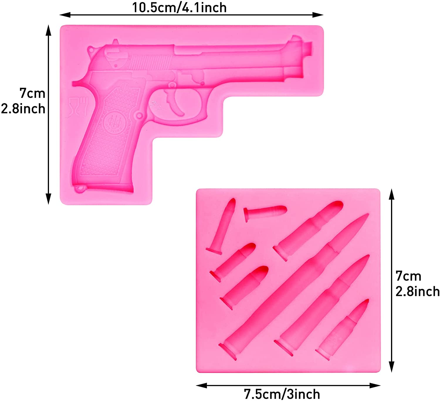 TTOA - 3 stuks Gun Rifle Shotgun Siliconen Fondant Mallen | Taart Decoratie | Suiker Craft | Poedervorm | Suikerpasta Mould