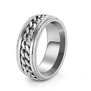 Classic Men Women Rotatable Spin Fidget Anxiety Finger <strong>Rings</strong> Silver Stainless Steel <strong>Spinner</strong> <strong>Rings</strong> - Product Image 2