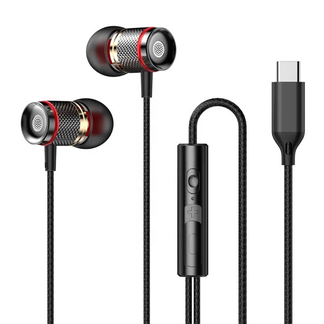 Digital USB C Type-C Earphones Bass-Targeted Stereo In-Ear Headset for Audio Enthusiasts Wired Music Stereo Type C Headphones