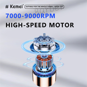 Máy cắ<span class=keywords><strong>t</strong></span> <span class=keywords><strong>t</strong></span>óc không dây Kemei Km-1867 2500mAh 9000 vòng/phú<span class=keywords><strong>t</strong></span>, màu sắc chuyển sắc, 10 đầu dao, bộ chuyển đổi, thép không gỉ, khe cài chỉnh được - Product Image 4
