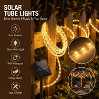 Guirlande lumineuse solaire LED tubulaire étanche IP65 pour extérieur, décoration féerique pour patio, jardin, mariage, fête, vacances, à suspendre au mur