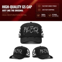 Cappelli da baseball personalizzati OEM a 5 pannelli Barbas Hats Rich Forever X Rich the Kid, cappelli sportivi in pelle scamosciata a tesa larga B CROSS Barbas Hats X Ct