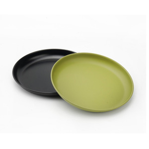 Round Non-Stick Portable <b>Plates</b> Grass Green And <b>Black</b> Microwave Safe Camping Tableware Set - Product Image 1