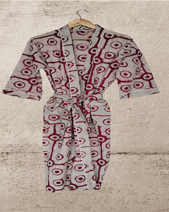 Kimono de Algodón con Estampado Floral, Transpirable, de Manga Larga, Ropa de Dormir Étnica, Pareo de Playa para Mujer - Product Image 1