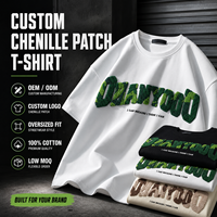 T-shirts en coton 100% personnalisés, en tissu French Terry, avec broderie chenille, logo imprimé, grande taille, décontractés pour hommes, 200g, style streetwear surdimensionné