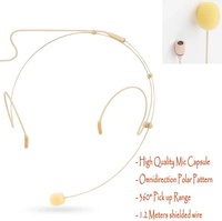 Mikrofon Headset Headworn dengan Harga Kompetitif, Konektor XLR 4 Pin, Warna Beige, Double Earhook, untuk Pertunjukan Panggung
