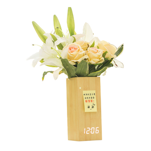 Emaf Nhà Sản Xuất Bằng Gỗ Giữ Hoa LED Báo Động Kỹ Thuật Số Trang Trí Bàn Bút Chủ Sinh Viên Penholder Máy Tính Để Bàn Đồng Hồ Kỹ Thuật Số - Product Image 4