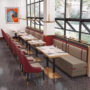 Cafétéria en cuir en acier inoxydable Cabine en <span class=keywords><strong>L</strong></span> <span class=keywords><strong>U</strong></span> haut de gamme personnalisée Canapé cabine moderne et <span class=keywords><strong>l</strong></span>éger pour restaurant de luxe - Product Image 5