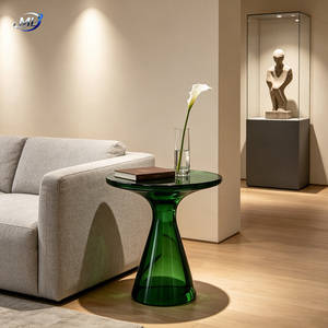 Mesa de Centro de Resina Translúcida Verde con Pedestal de Reloj de Arena, Mueble Moderno y Minimalista para Sala de Estar - Product Image 4