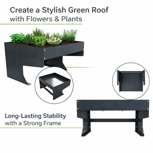 Abri pour tondeuse robot avec jardinière, en acier galvanisé résistant aux intempéries et aux UV, pour le rangement de tondeuses automatiques en extérieur - Product Image 2