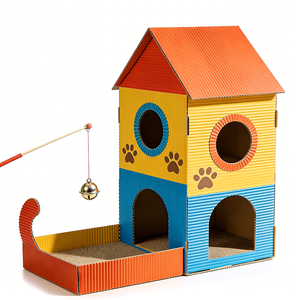 Rumah Mainan Kucing Lipat Dua Tingkat, Modern, Mewah, Berwarna, Grosir Kustom, Tahan Lama, Nyaman, untuk Kucing di Dalam Ruangan, Dilengkapi Penyimpanan - Product Image 5