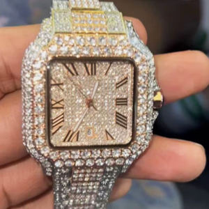 <span class=keywords><strong>Orologio</strong></span> da Uomo di Alta Gamma Completamente Tempestato di Diamanti, <span class=keywords><strong>Orologio</strong></span> da Polso Casual Business Premium in <span class=keywords><strong>Oro</strong></span> <span class=keywords><strong>Rosa</strong></span> con Pietre Brillanti, Movimento al Quarzo - Product Image 2