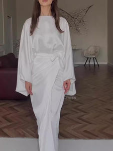 Robes longues pour femmes, manches chauve-souris, nouées sur le devant, amples et confortables, ensembles <span class=keywords><strong>de</strong></span> vêtements occidentaux pour femmes Sehe Fashion, pour les filles musulmanes, modestes - Product Image 5