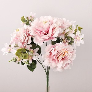 <b>Artificial</b> <b>Peony</b> Flower Bouquet 7-Forked Lily High Simulation Plastic Silk Wedding Home Decor Photography Props - Product Image 1