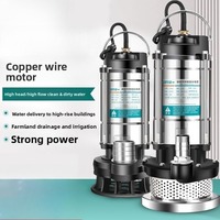 Pompa Air Limbah Submersible Stainless Steel Rumah Tangga Hijau, High Lift Self-priming 220V, Pompa Air Pertanian dengan Impeller Besi Cor