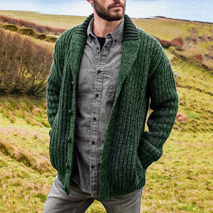 Men's <b>Cardigan</b> Knit Sweater Long Sleeve Solid Color Slim Fit Autumn Winter Wear - Product Image 3