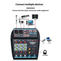 Console de mixage audio professionnelle miniature 4 canaux avec alimentation fantôme 48V pour studio d'enregistrement à domicile, diffusion en direct