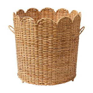 Rattan Storage <b>Basket</b> With Handles Circle Shape For Clothing Neatening Storage Household Use - Product Image 5