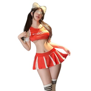 Ensemble de <span class=keywords><strong>lingerie</strong></span> sexy pour cosplay de supporter de football, tenue de pom-pom girl, ensemble gainant tissé ODM, style pur et séduisant Qqny - Product Image 6