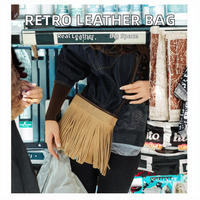 Tas Selempang Kulit Asli Estetika Western Revival dengan Rumbai untuk Wanita, Gaya Jalanan, Serbaguna, Tas Messenger Kulit Asli Berumbai