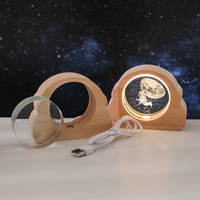 Lampe de nuit en cristal avec cadre nuage gravé en 3D, motif voie lactée et ciel étoilé, LED USB, base en bois, cadeau personnalisé en gros - CHUANGXUN