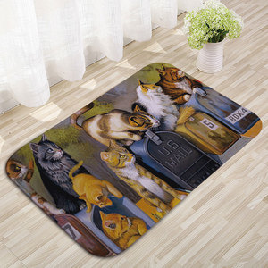 Tapis de bain rectangulaire antidérapant à motif de chat mignon, pour salle de bain, cuisine, lavage à l'eau, facile à nettoyer, design original - Product Image 3