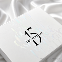Boîte d'emballage personnalisée de luxe en papier blanc pour coffret découverte de parfums avec 5 compartiments et logo holographique, vente en gros, échantillon, boîte cadeau