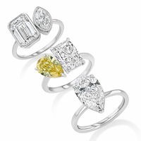 Maßgefertigter Schmuck 18K Vergoldeter Birnenförmiger Quadratischer Zirkon Zwei-Stein-Offener Ring Krappenfassung Trendiger Schmuck für Frauen Großhandel OEM ODM Geschenke