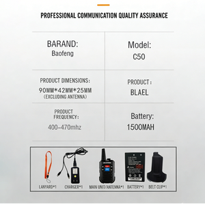 2PCS/SET Mini Walkie Talkie Analógico BF-C50, Transceptor de Radio PTT, Intercomunicador Portátil, Radio Bidireccional con Alcance de hasta 5KM en Áreas Abiertas - Product Image 6