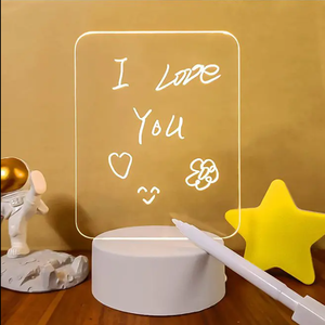 Lampe de chevet créative 3D avec base pour tableau d'écriture effaçable, lampe LED RGB DIY pour messages, tableau d'écriture en acrylique pour chambre à coucher - Product Image 4