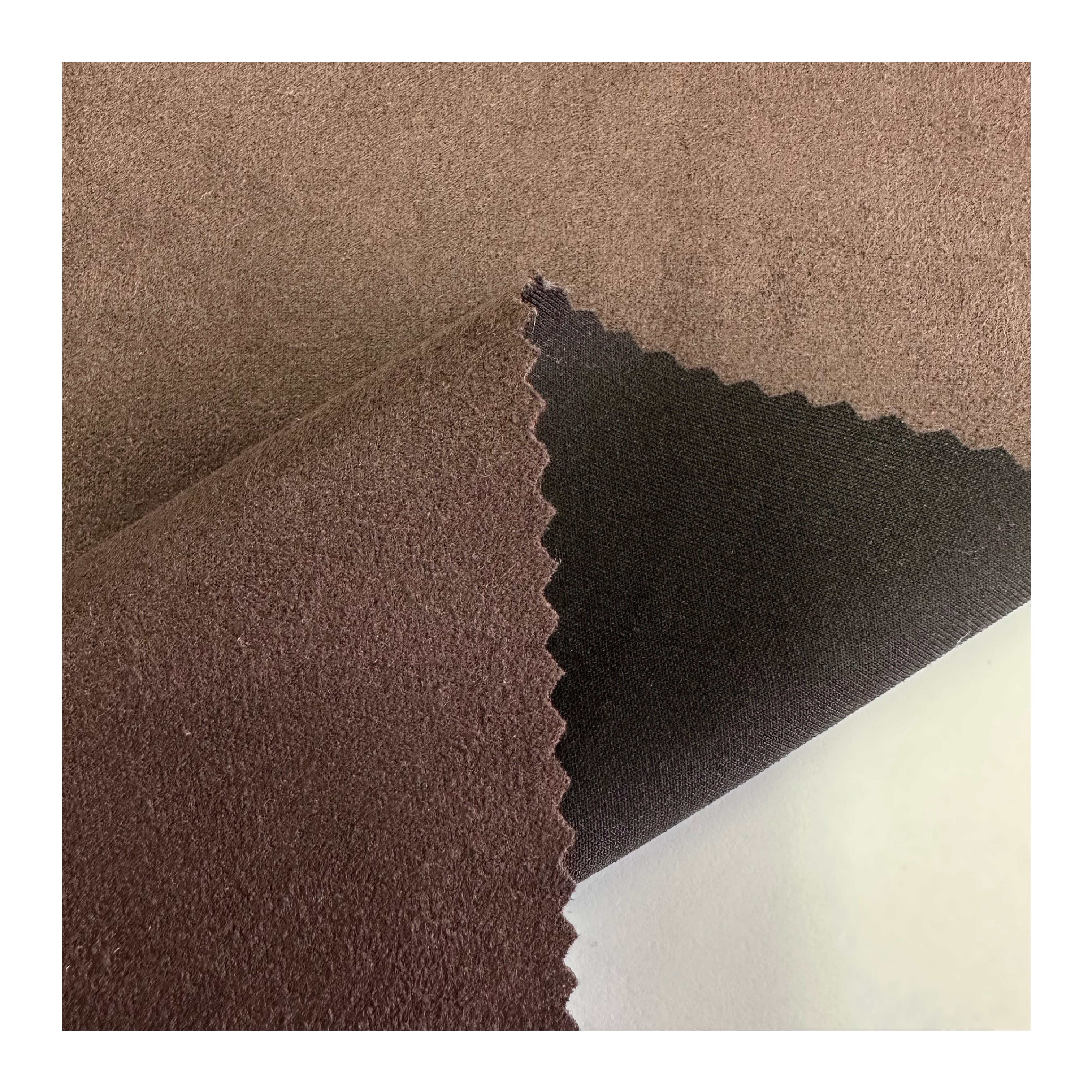 Оптовая продажа, 380gsm, трикотажная ткань из искусственной замши, 94% полиэстер, 6% спандекс, эластичная замшевая бархатная ткань для куртки и пальто