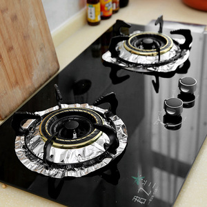 Gas stove oil-proof mat, round stovetop <b>foil</b> ring, <b>kitchen</b> aluminum <b>foil</b> cleaning mat, square cleaning mat, protective mat. - Product Image 1