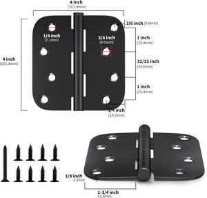 Charnière de porte battante de style américain noir mat, quincaillerie d'angle pour porte et fenêtre intérieures en bois - Product Image 2