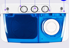 Lave-linge semi-automatique à double tambour de 13 kg, grande capacité, pour dortoir et maison, mini lave-linge portable avec fonction d'essorage - Product Image 4