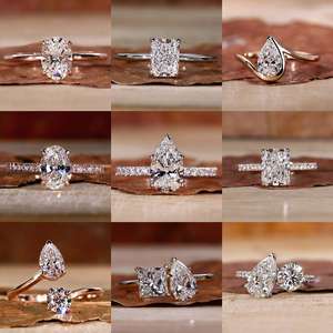 Gra מוסמך 14k אמיתי אגס חיתוך סוליטר vvvvvvvvvvvs en טבעת אירוסין halo - Product Image 6