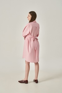 Mini Cotton <b>Loose</b> Waist Polyester Summer Vietnam Breathable Regular Sleeve Minimalist Turn-down Collar Front Casual <b>Dresses</b> - Product Image 3
