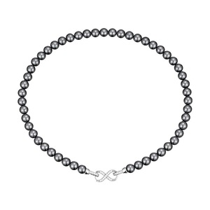 Collier en perles de Tahiti vert foncé pour femmes, micro-incrusté de zircon, électroplaqué, boucle géométrique en forme de 8, chaîne conventionnelle RF643 Ta - Product Image 4