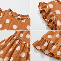 Robe d'été à pois à manches courtes et poches, taille personnalisée, pour filles, décontractée, longueur midi, fabricant Chine